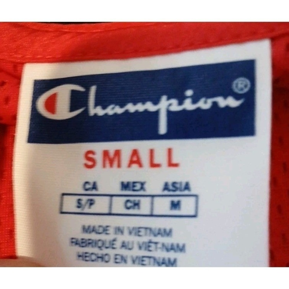 Champion Mens Small Red Black Windbreaker 90s Track Jacket Streetwear NWT - Picture 12 of 14